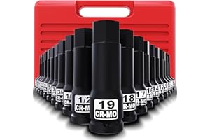Aiourx 1/2" Drive Master Impact Hex Bit Socket Set, Metric & SAE, 20-Piece Impact Allen Bit Socket Set, 5mm - 19mm & 1/4" - 3