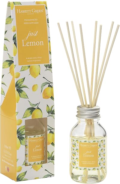 Hassett Green London Just Lemon Fragrance Oil Reed Diffuser 100ml 8 Reeds