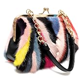 Luxurious Fur Evening Handbag Clutches - Genuine Fox, Rabbit, and Mink Fur with Chic Patterns