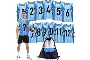 PULUOMASI Scrimmage Training Vest (12 Pack) Team Sports Pinnies Jerseys for Adult Youth Soccer Bibs Numbered Practice Jerseys