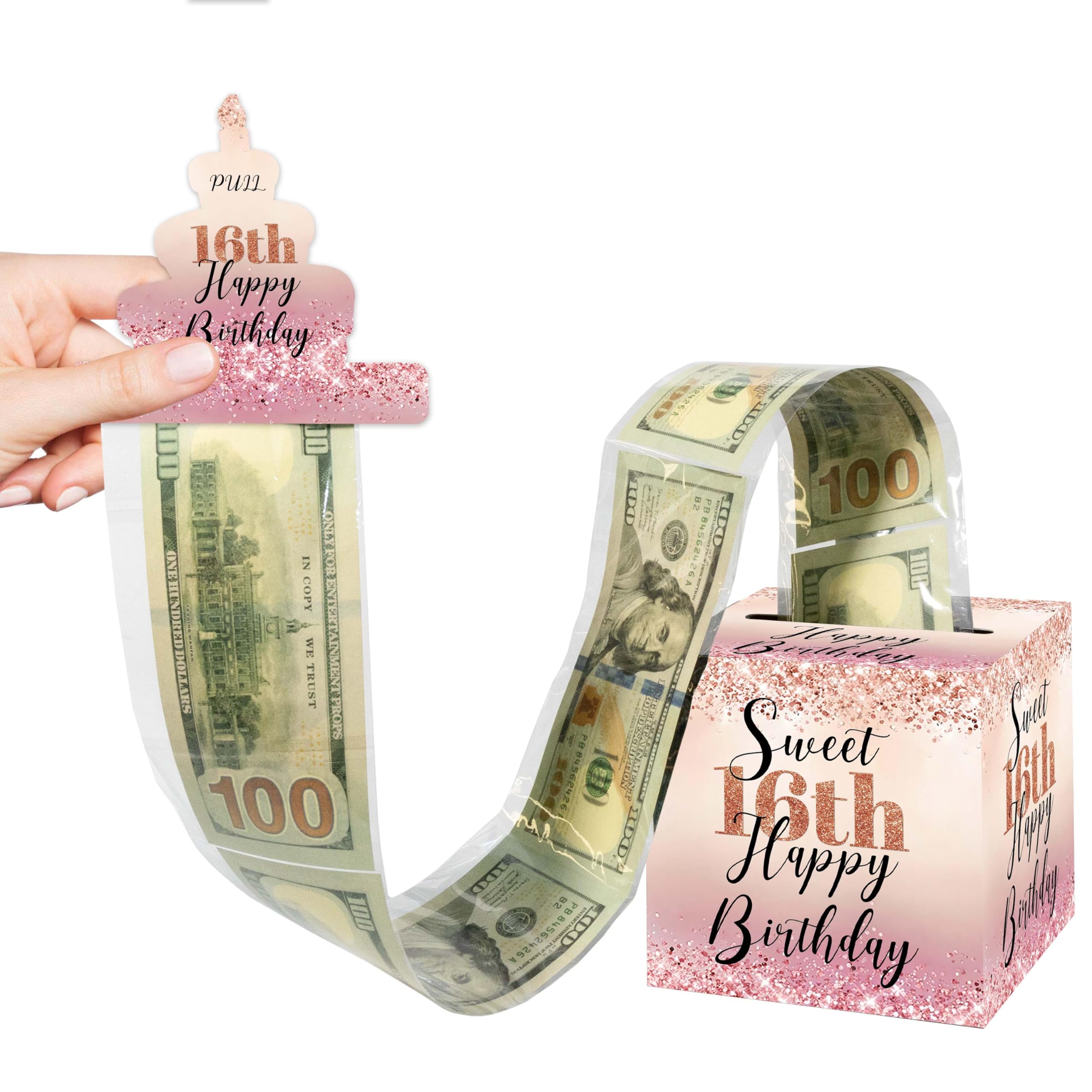 Photo 1 of 16th Birthday Money Roll Gift Box, Birthday Money Box for Cash Gift, 1 Money Box with 50Pcs Transparent Bags, Money Gift Ideas, 16th Birthday Surprise Gift Box for Girls and Boys,Parents,Friends