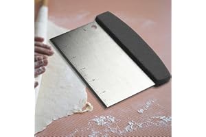 Multipurpose Bench Scraper Kitchen Utensil for Flat Top Griddle, Dough Scraper Cutter for Bread and Pizza Cutter - Stainless 