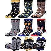 Skicuff 6 Pairs Carpenter Socks for Men Novelty Woodworker Cotton Crew Socks with Chainsaw Pliers Saw Design Construction Birthday Father's Day Gifts for Carpentry Worker