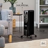 Russell Hobbs 1500W Oil Filled Radiator 7 Fin Heater Black view 8