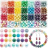 470 Pcs 10MM Pearl Beads for Jewelry Making, 28 Colors ABS Round Faux Mermaid Pearls with Hole Handcrafted Loose Spacer Beads for DIY Craft Necklace Bracelet Phone Lanyard Wedding Decor (10MM)