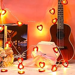 Mudder Valentine‘s Day Wooden Heart String Lights