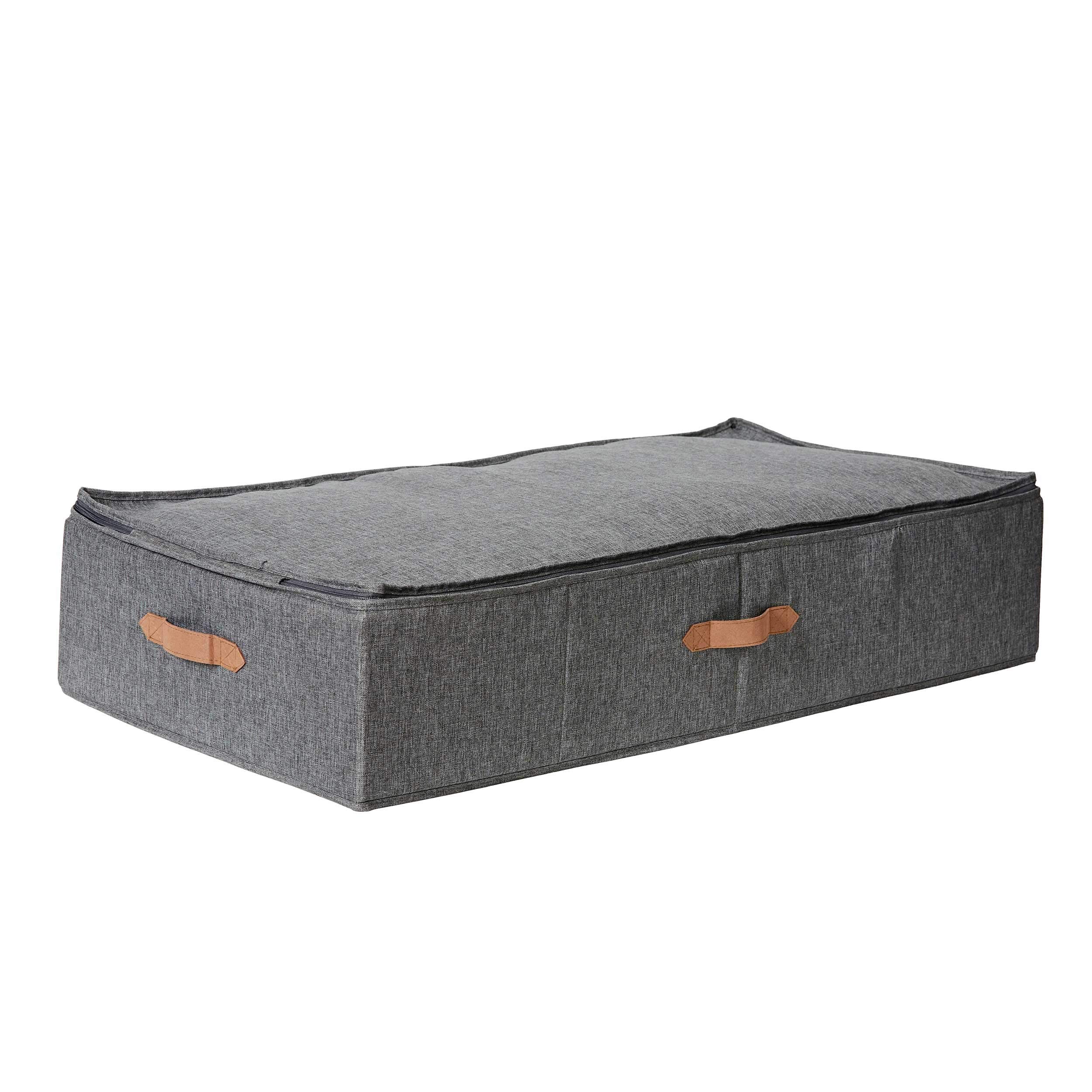 LOVE IT STORE IT Premium Underbed Storage Box for Bedding Storage - Linen - Sturdy, Reinforced with Cardboard - Grey - 90 x 45 x 18 cm