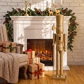Lineshading 35 Inch Vintage Gold Christmas Nutcracker Wooden Soldier Figure | Giant Nutcrackers Figures with Axe, Large Xmas Ornament, for Festival Party Gift Fireplace Decor