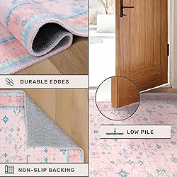 Pink Rugs for Bedroom Girls, 5x7 Washable Area Rug