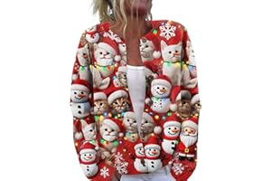 OSMUAL Women's Cute Cat Gnome Long Sleeve Button Knit Cardigan Sweater