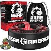 GearAmerica Heavy Duty 3"x20' Tow & Winch Strap - Tree Saver with 35,053 lb Break Strength - Offroad Recovery Rope, Weather Resistant - Triple Reinforced Loops (Red) - Tow Strap