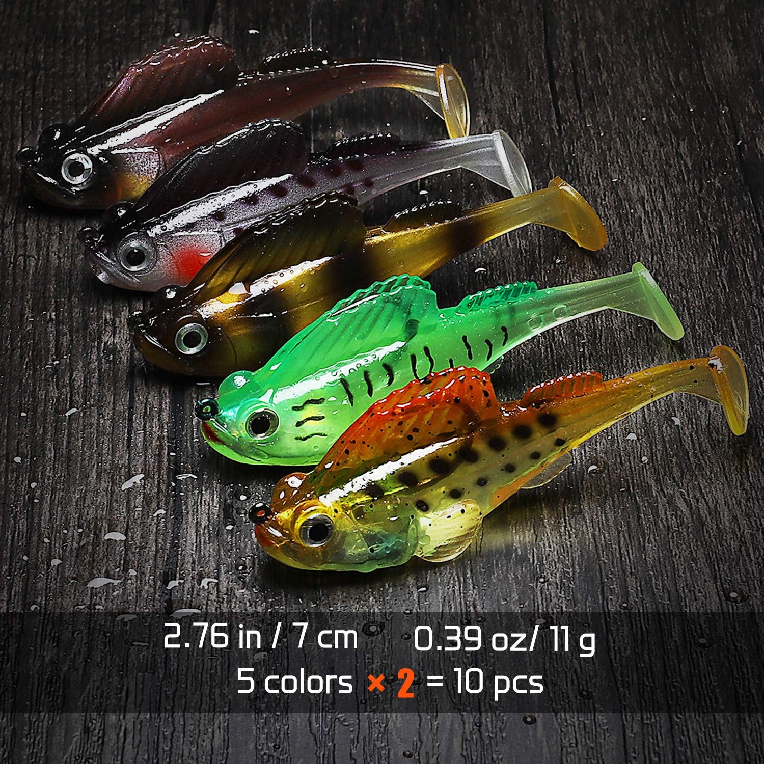 TRUSCEND Power Soft Fishing Lures Pre-Rigged BKK Hook, Japan Formula, Slow Sinking, Swimming, Jerking, Freshwater or Saltwater Swimmer for Bass Trout Pike Fishing, B-2.8in, 6PCS : Sports & Outdoors