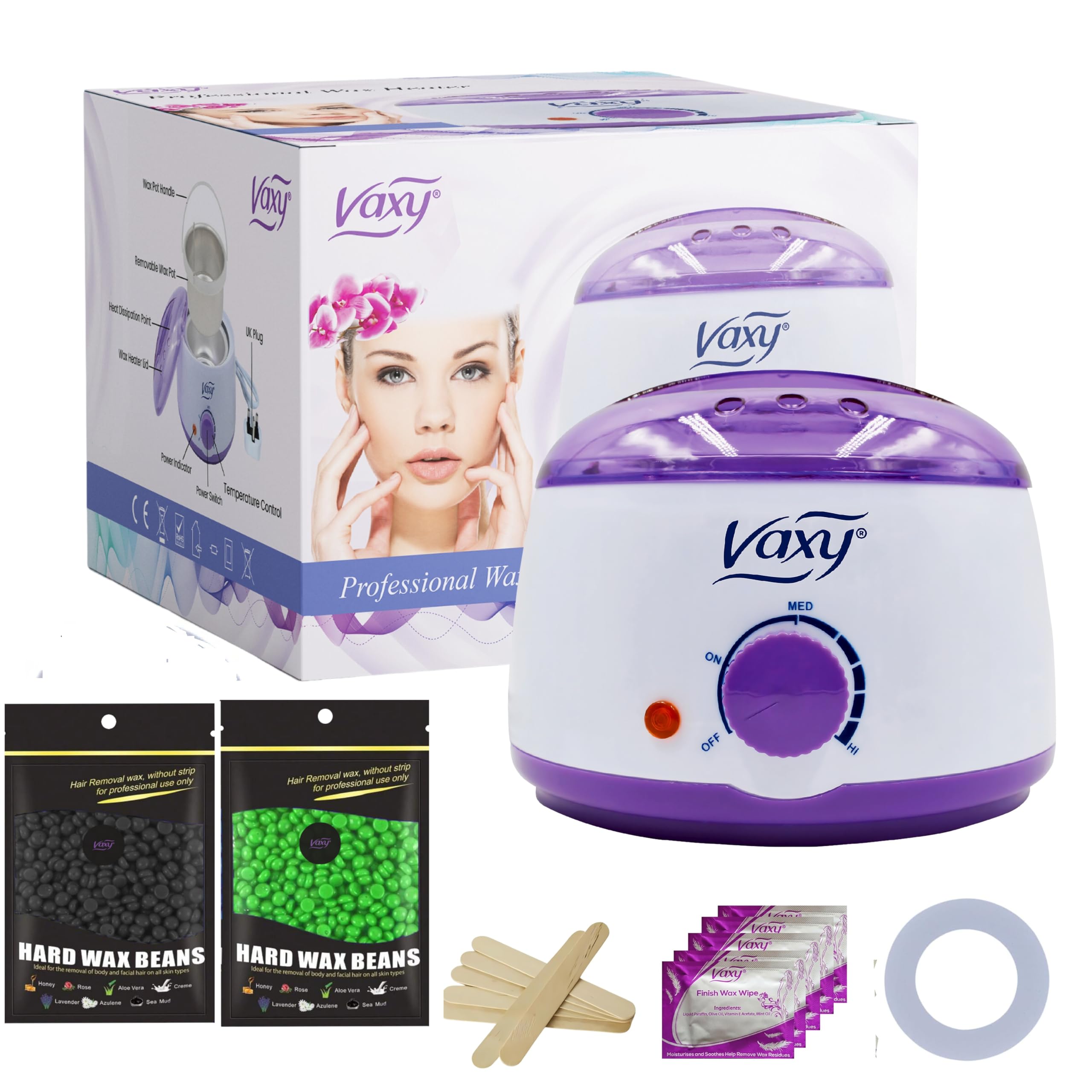 Vaxy Waxing Kit Wax Warmer Electric Wax Pot Heater with Accessories, A Complete at-Home Hair Removal Wax Kit Painless Hard Wax for full Body, face, Bikini Area, Eyebrows (Sea Mud) โ image 1