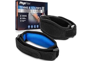 PhysFlex 2-Pack Elbow Brace for Men & Women, Adjustable Tennis & Golfer's Elbow Support Strap for Tendonitis Pain Relief - Compression Pad for Arm, Forearm, Tendon Pain Relief