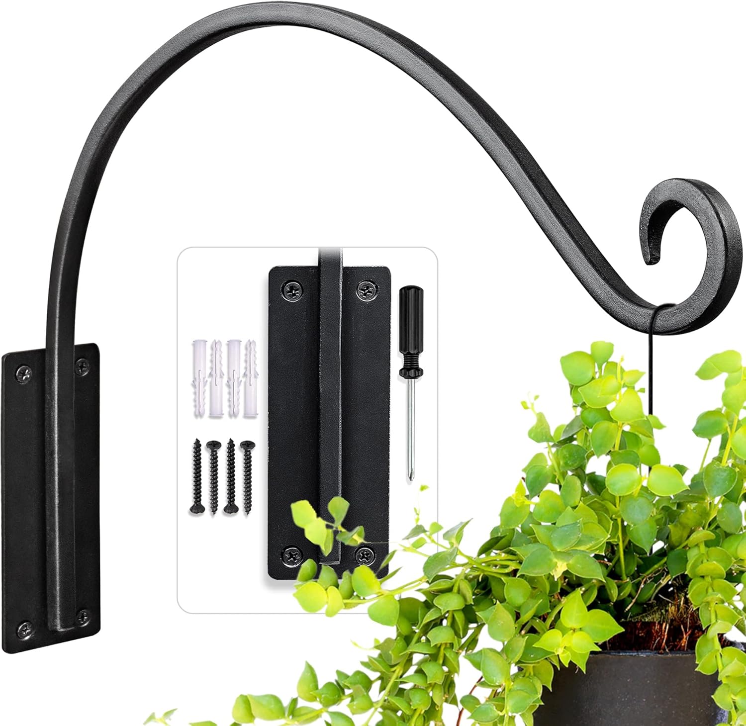 Outdoor Hanging Brackets - AJART Hanging Plant Hanger Outdoor: 16-Inch Bird Feeder Wall Hooks - Heavy-Duty Plant Bracket Hook for Hanging Flower Baskets