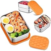 HaWare 8oz*2+25oz Stainless Steel Lunch Containers, Leak Proof Food Storage Snack Containers with Silicone Lids, Portable Sandwich Containers, Easy Open Bento Lunch Box for School Daycare