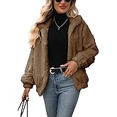 Vipwest Women's Faux Fur Cropped Coat Fall Winter Warm Fleece Jackets Full Zip Sherpa Jacket