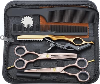 Purple Dragon 5.5 Inch Titanium Hairdressing Scissors Set Professional
