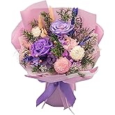 HUACHIPLUS Forever Rose Bouquets: Romantic Valentines Day Gifts for Her-Mom Wife Girlfriend Women-Preserved Flowers Bouquet-Flowers for Delivery Prime on Anniversary Mothers Day Birthday (Lilac)