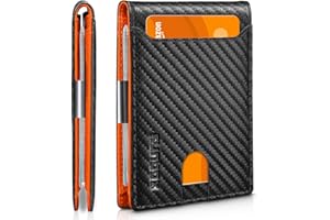 RUNBOX Slim Wallets for Men - Leather Money Clip Mens Wallet - RFID Blocking Front Pocket Bifold Wallet - Thin Credit Card Holder with Gift Box