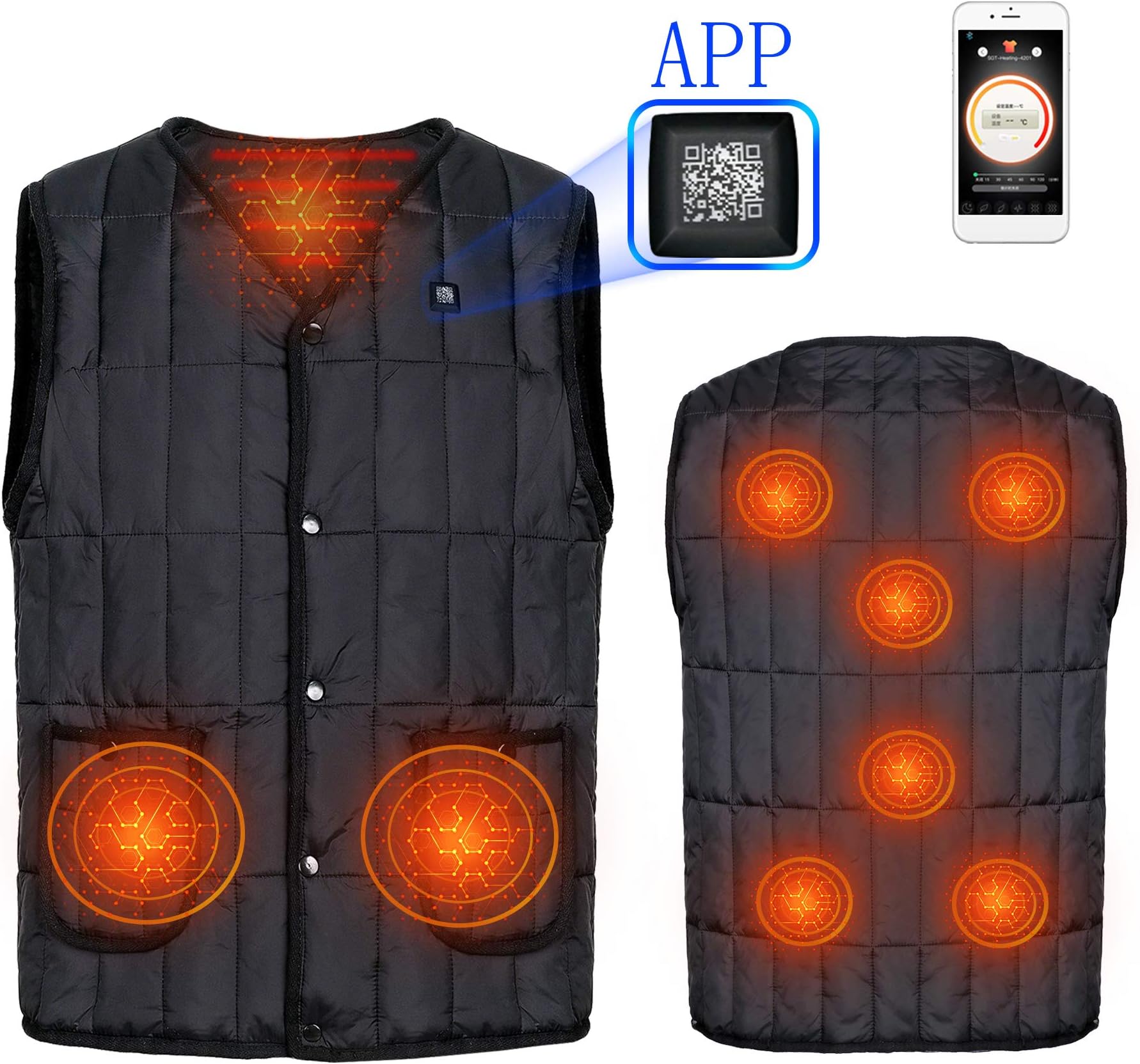 YZFDBSX Heated Vest with App Control and 8 Heating Elements(no Battery)