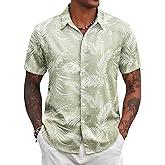 COOFANDY Mens Hawaiian Shirts Short Sleeve Tropical Button Down Shirt Floral Shirt Summer Beach Shirt