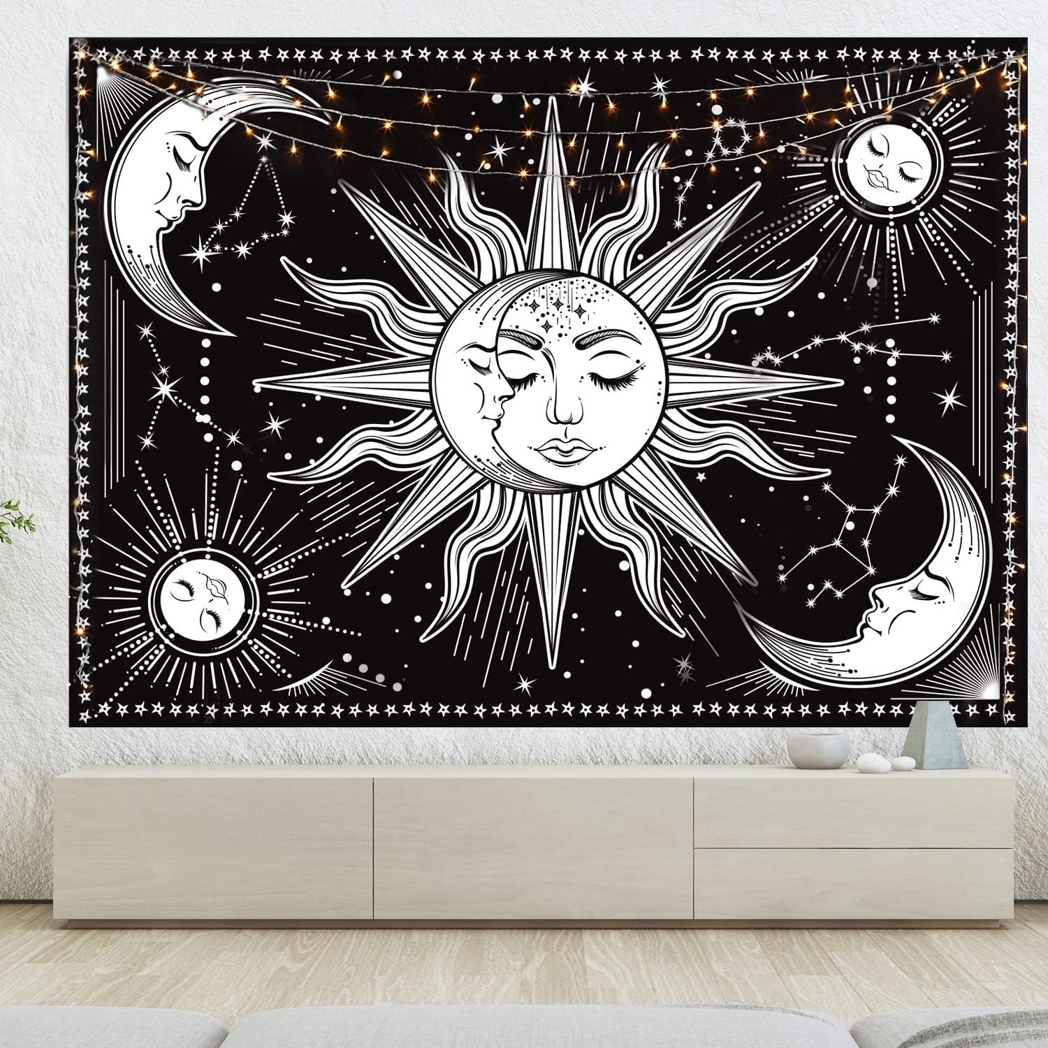 Hotmir Tapestry for Bedroom Aesthetic - Moon Tapestry Wall Hanging Wall Tapestry Black as Wall Art for Bedroom, Living Room, Dorm Decor - Printed without Fringe (51.2x59.1 Inches, 130x150 cm): Everything Else