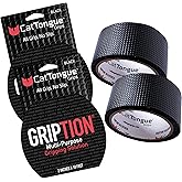 CATTONGUE GRIPS Non-Abrasive Grip Tape Wrap - 2” Thick Heavy-Duty, Waterproof Anti-Slip Tape for Wrapping Tools, Bats, Gym Equipment - Indoor & Outdoor Anti-Slip Solution (Black, 2-Pack)