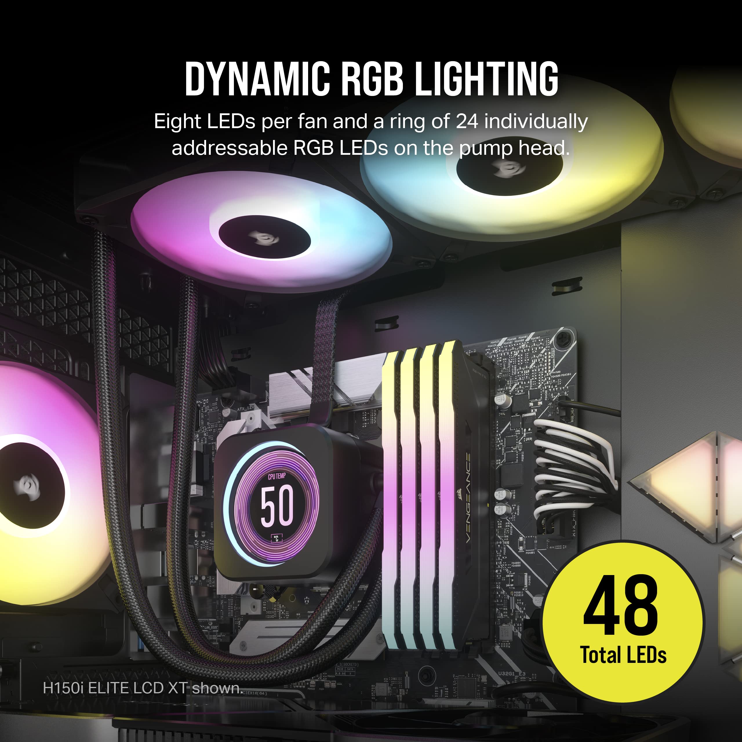 Corsair H170i Elite XT 420mm RGB Liquid CPU Cooler - IPS LCD Screen - AF140 RGB Fans - Fits Intel/AMD - iCUE Commander CORE - Black
