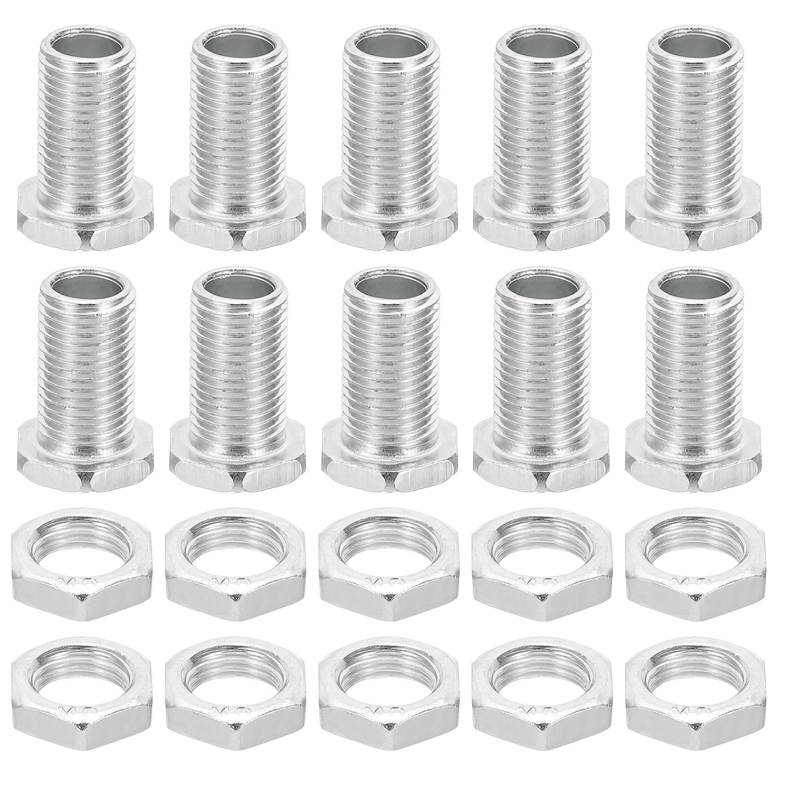 PATIKIL M10x20mm Hex Bolts and Nuts Kit, 10 Set Fine Thread Hollow Screws Assortment Hexagon Head Screw Through Hole Bolt Chandelier Fasteners