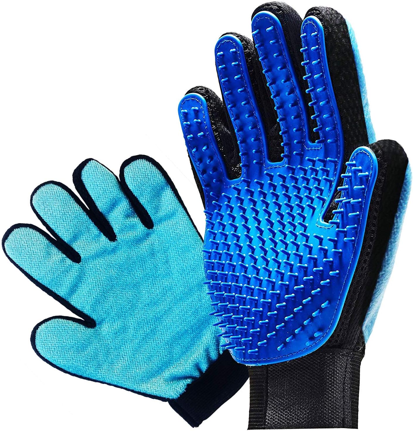 Produktbild Fellpflege und Massage Handschuh von iQ-Pets: 2 Seiten - 1. Seite mit Gumminoppen für tiefe Fellpflege, Seite mit hochwertiger Mikrofaser zur Harrentfernung, auch bei Möbeln. Bild 1