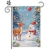 Winter Snowman Garden Flag for Outside Christmas Reindeer Snowflake Welcome Yard Flag 12x18 Inch Double Sided Burlap Holiday Farmhouse Outdoor Flag Home Decoration