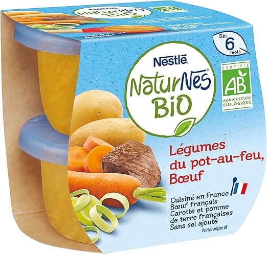 Nestle Naturnes Bio Petits Pots Bebe Legumes Du Pot Au Feu Bœuf 2x190g Des 6 Mois Amazon Fr Epicerie