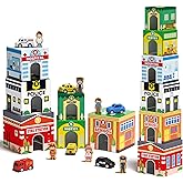 Coogam Toddler Sorting & Stacking Toys with Nesting Garages Cars, Number Stackable Block Boxes for Kids Learning Community He