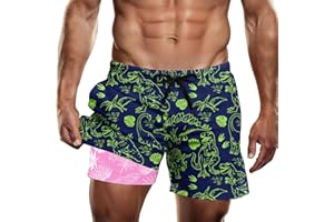 westwolf Men Swim Trunks 5.5 Inch Board Shorts 2 in 1 Swimwear with Compression Liner