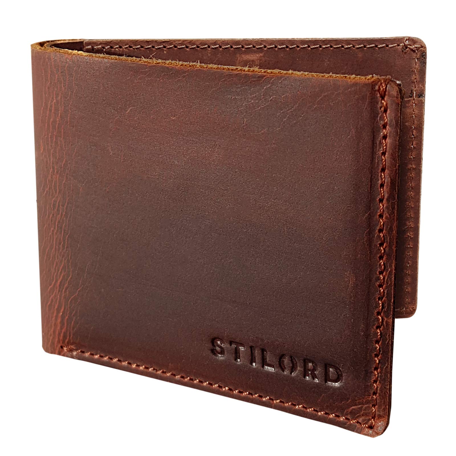 STILORD "Darren" Slim Leather Wallet with RFID Vintage Credit Card Holder for Men NFC Protection Mini Leather Purse Small Coin Pocket Genuine Cow Hide Colour:palao - Brown