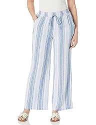 Briggs New York Womens Linen Pull On Wide Leg