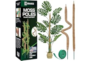 K-BRANDS 2 Pack 28'' Bendable Moss Pole Monstera Plant Support for Climbing Indoor Plants - Stakes for Potted Climbers - Tall Sticks Indoor Trellis for Houseplants - Accessories for Monstera Pot