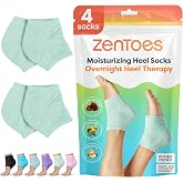 ZenToes Moisturizing Heel Socks for Dry Cracked Heels, 2 Pairs | Open-toe gel heel cup with vitamin E, olive oil &amp; jojoba oil. Wear overnight. Self-care gift for women