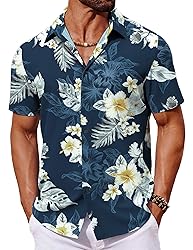 COOFANDY Hawaiian Shirt for Men Short Sleeve Button