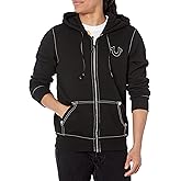 True Religion Men's Big T Zip Up Hoodie, Jet Black, Small