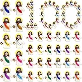 100 Pack Mini Jesus Figurines in Bulk, 10 Colors Tiny Jesus Loves You Figures Toys Baby Little Jesus figures Rubber Miniatures to Hide and Seek Easter Egg Stuffers Religious Party(100, 10 Colors)
