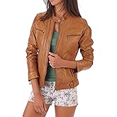 LEATHER FARM Women's Lambskin Leather Bomber Biker Jacket