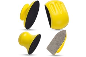 Shawya 3PCS Hook and Loop Hand Sanding Block Plus 1 Cleaning Brush 5 Inch Round and Mouse Sanding Blocks Hand Sanders for Wood Sanding Blocks Auto Body Hand Sander Block Work with 5 inch Sander Discs