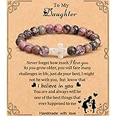 Cross Bracelet for Women Christian Gifts for Daughter Mom Grandma Niece Godmother Religious Baptism Jewelry Birthday Retirement Gifts Beaded Bracelet