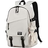 Hidds College Laptop Backpack for Men Women 15.6 Elementary Middle High School Book Bag For Teens Girls Boys Anti Theft Travel Backpacks Waterproof Casual Daypack Large Student Bookbags(Beige-M)