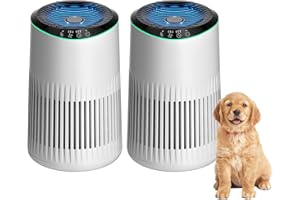 MERONTE Air Purifiers for Bedroom Home with Sleep Mode for Smoke Pet Dander Odors, Small Air Purifier with Fragrance Sponge, Blue Ambient Light, 23dB Quiet, MR2566, 1 Type 2 Pack White