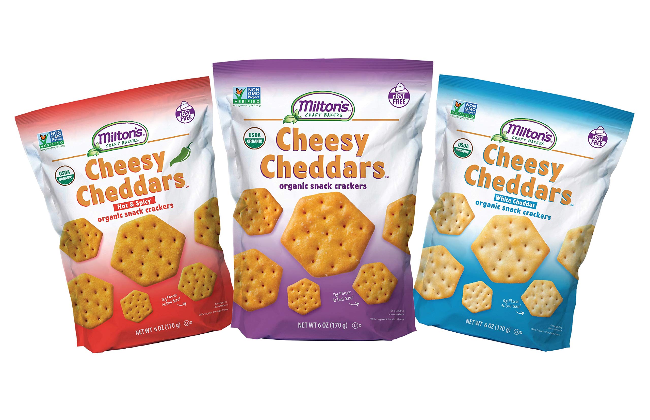 Buy Milton’s Cheesy Cheddars Snack Crackers, 3 Flavor Variety Bundle