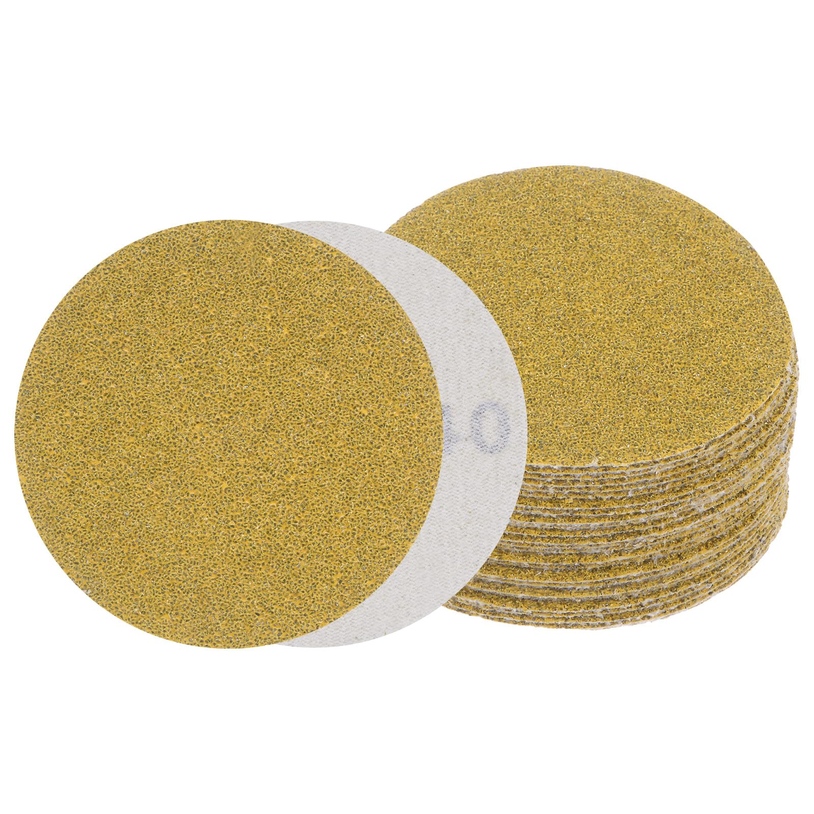 Kozelo 25pcs No Hole Sanding Discs- [ 3 Inch 40 Grit ] Round Hook and Loop Grip Sanding Pads Sheet Sandpaper for Automotive Woodworking Metal Polishing Use| Gold, Aluminum Oxide