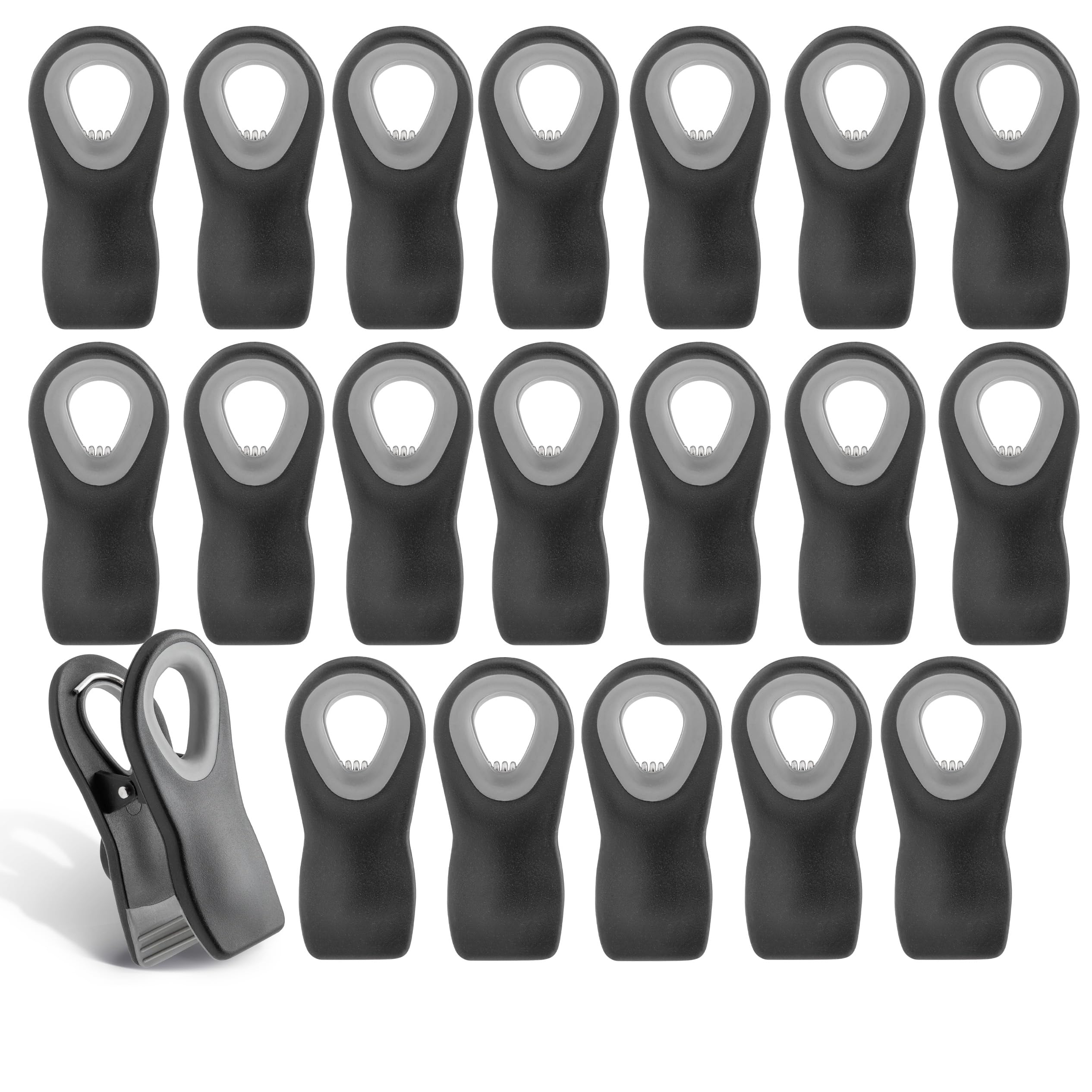 COOK WITH COLOR Bag Clips with Magnet- Food, Chip and Bag Clips for Food Storage with Airtight Seal Grip for Bread Bags, Snack Bags and Food Bags (Black, Pack of 20) Image